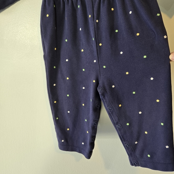 Vintage Gymboree Navy Blue Embroidered Ditsy Floral Jumpsuit Size 18-24 Months - Picture 7 of 13